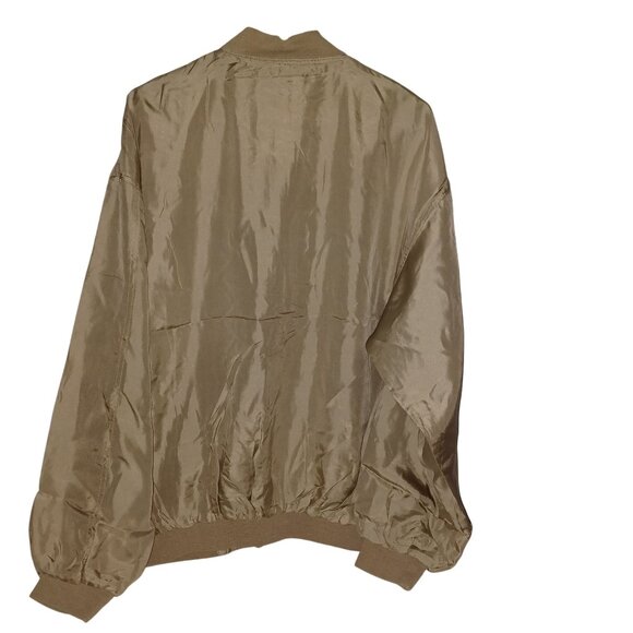 Silk Bomber Style Jacket Men's Women's Size XL Tan Vintage Casino Four Queens - Picture 8 of 10
